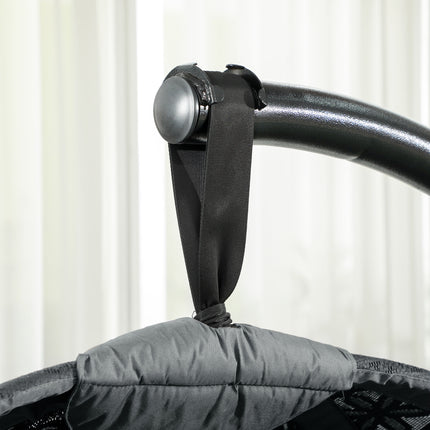 Outsunny Hanging Swing Chair w/ Metal Stand & Side Pocket, Charcoal Grey