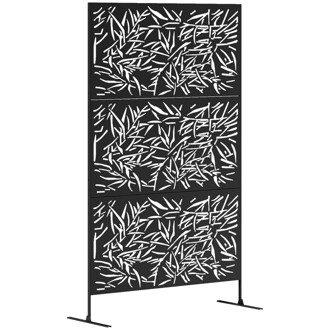 Stylish Black Bamboo Privacy Screen - Outdoor Steel Frame Divider