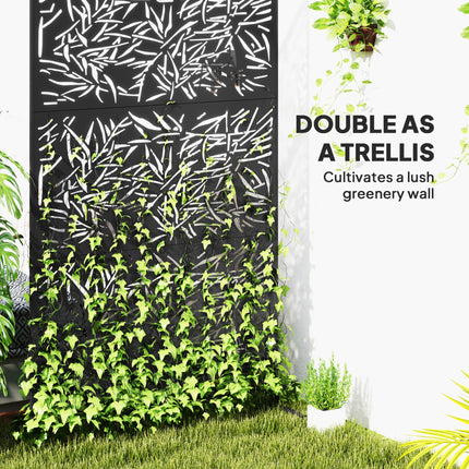 Stylish Black Bamboo Privacy Screen - Outdoor Steel Frame Divider