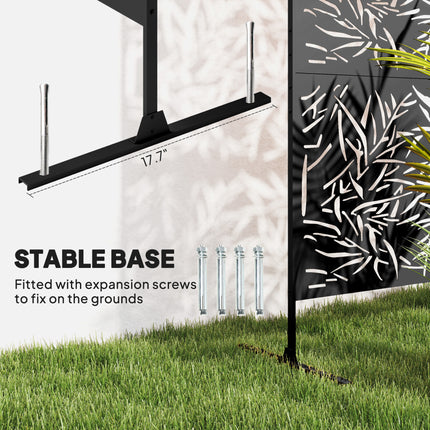 Stylish Black Bamboo Privacy Screen - Outdoor Steel Frame Divider