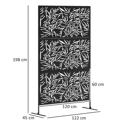 Stylish Black Bamboo Privacy Screen - Outdoor Steel Frame Divider