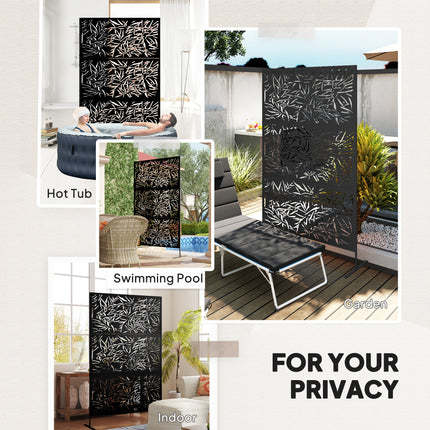 Stylish Black Bamboo Privacy Screen - Outdoor Steel Frame Divider