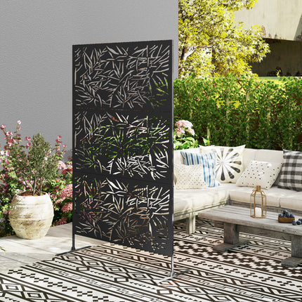 Stylish Black Bamboo Privacy Screen - Outdoor Steel Frame Divider
