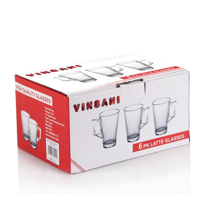 Vinsani Stylish Latte Glass Set & Chrome Coffee Stand - 6 Pieces