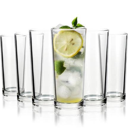 Vinsani HiBall Glasses – Tall Drinking Glasses for Water & Cocktails (Set)