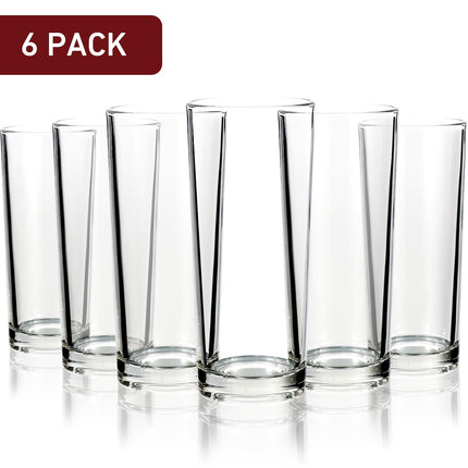 Vinsani HiBall Glasses – Tall Drinking Glasses for Water & Cocktails (Set)