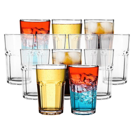 Vinsani Cien HiBall Glasses – Set of 12 Tall Drinking Glasses