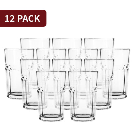 Vinsani Cien HiBall Glasses – Set of 12 Tall Drinking Glasses
