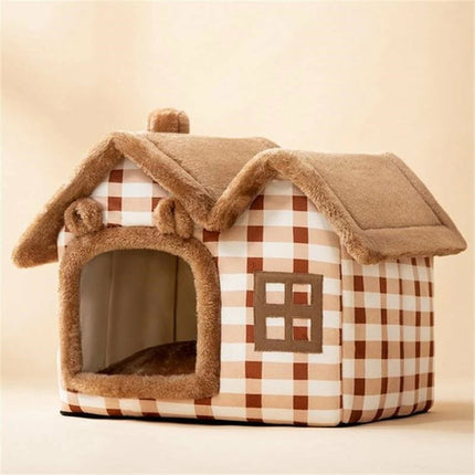 Removable Roof Plush Cat House – Indoor Pet Shelter