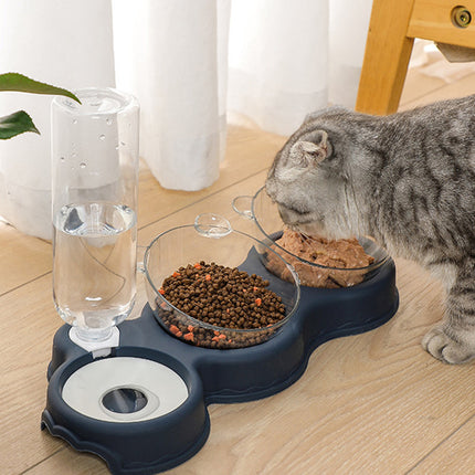 Cat Double Bowl Feeder – Automatic Drinking Water & Food Dispenser