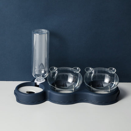 Cat Double Bowl Feeder – Automatic Drinking Water & Food Dispenser