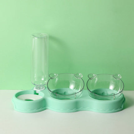 Cat Double Bowl Feeder – Automatic Drinking Water & Food Dispenser