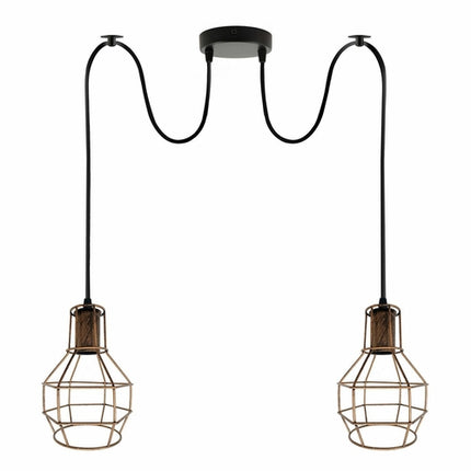 Retro Industrial 2-Way Ceiling Pendant Light – Indoor Hanging Chandelier