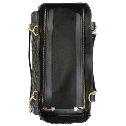 Designer Black Quilted Dog Cat Pet Carrier