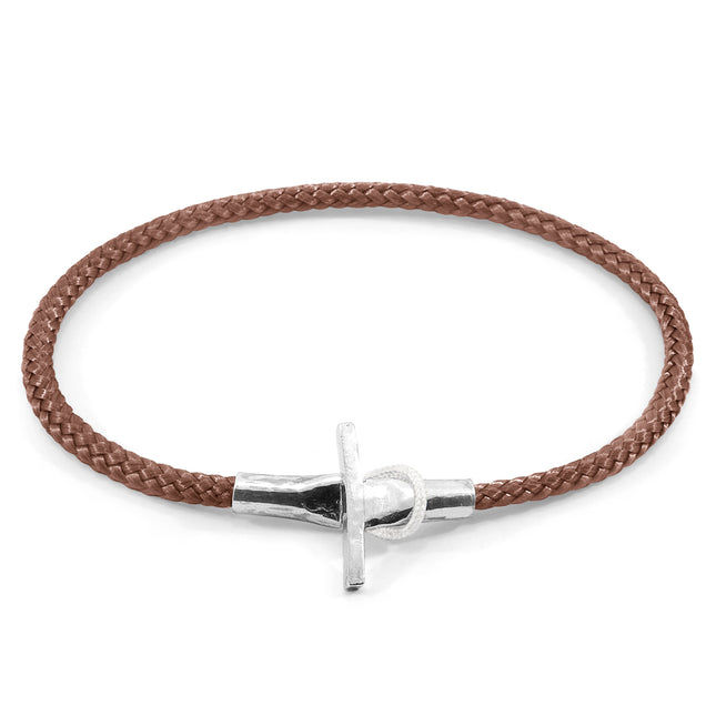 Copper Pink Cambridge Silver and Rope Bracelet