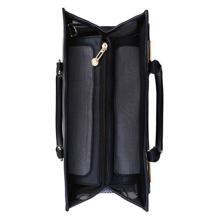 Designer Black Vegan-Leather Dog Cat Pet Carrier