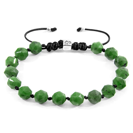 Green Jade Zebedee Silver and Stone Beaded Macrame