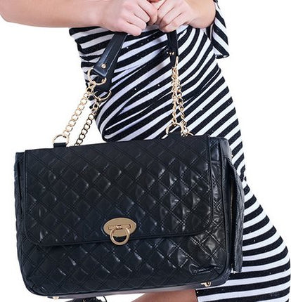 Designer Black Quilted Dog Cat Pet Carrier