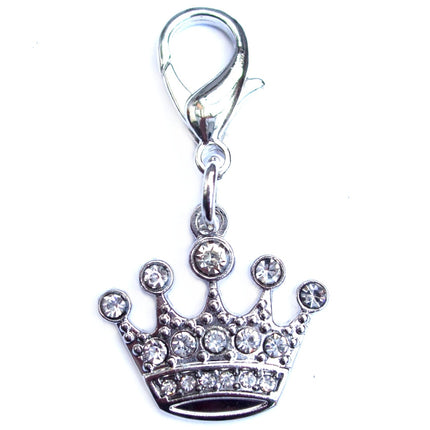Crystal Crown Dog Charm – Silver Accessory for Collars