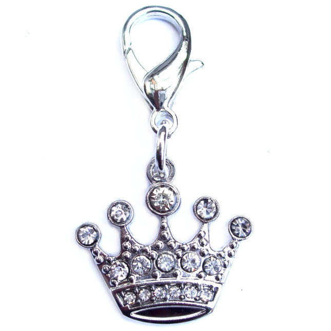 Crystal Crown Dog Charm – Silver Accessory for Collars