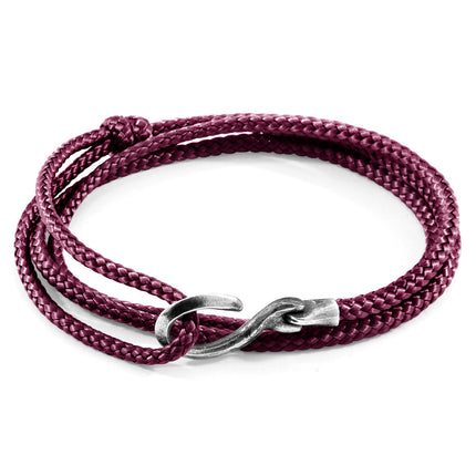 Aubergine Purple Heysham Silver and Rope Bracelet