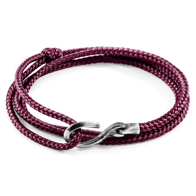 Aubergine Purple Heysham Silver and Rope Bracelet