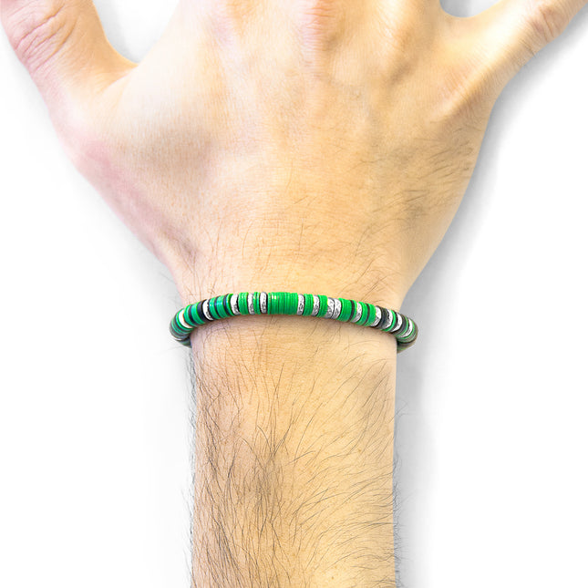 Green Kariba Silver and Vinyl Disc Macrame