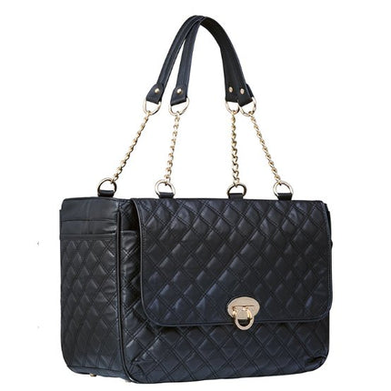 Designer Black Quilted Dog Cat Pet Carrier