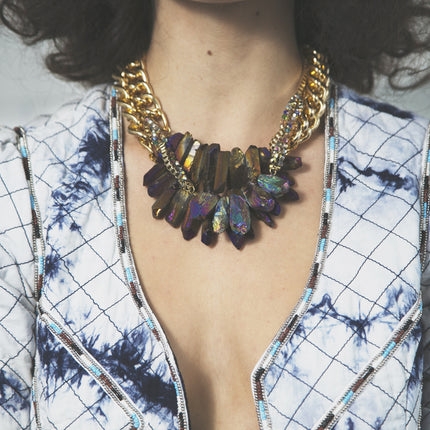 Rocked Up Crystal Quartz Necklace - Purple