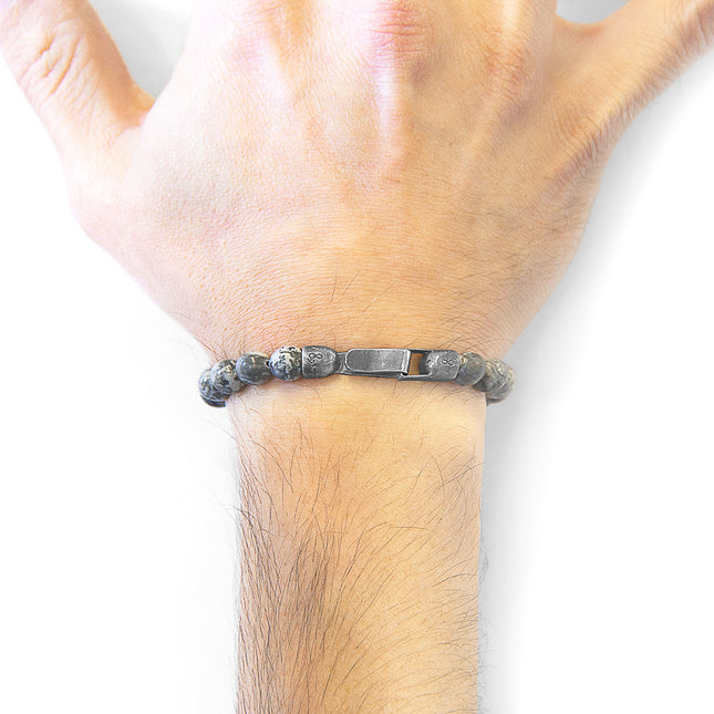 Grey Jasper Nachi Silver and Stone Beaded Bracelet