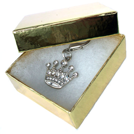 Crystal Crown Dog Charm – Silver Accessory for Collars