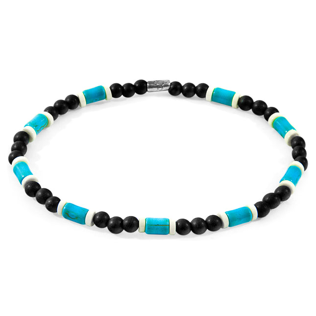 Blue Turquoise, Agate & Wood Samuel Silver and Stone SKINNY Bracelet
