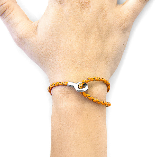 Fire Orange Blake Silver & Leather Bracelet