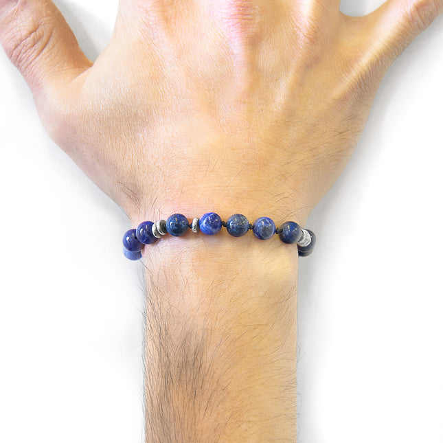 Blue Sodalite Agaya Silver and Stone Beaded Macrame Bracelet
