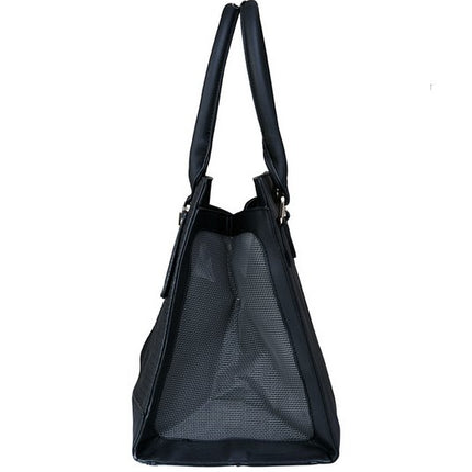 Designer Black Vegan-Leather Dog Cat Pet Carrier