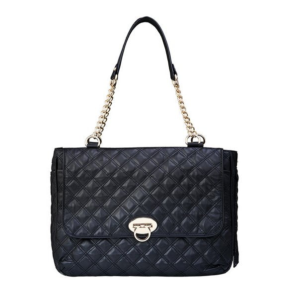 Designer Black Quilted Dog Cat Pet Carrier