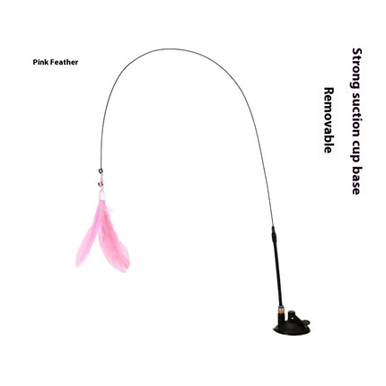 Cat Teaser Toy with Bell, Feather & Suction Cup – Bite-Resistant Interactive Play