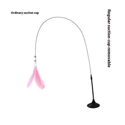 Cat Teaser Toy with Bell, Feather & Suction Cup – Bite-Resistant Interactive Play