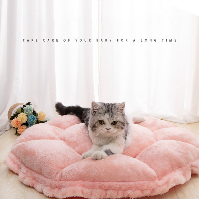 Cute Soft Cat Bed – Round Fluffy Sleeping Nest – Pink
