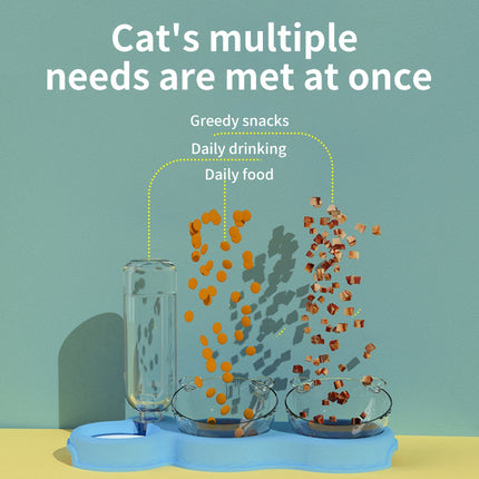 Cat Double Bowl Feeder – Automatic Drinking Water & Food Dispenser
