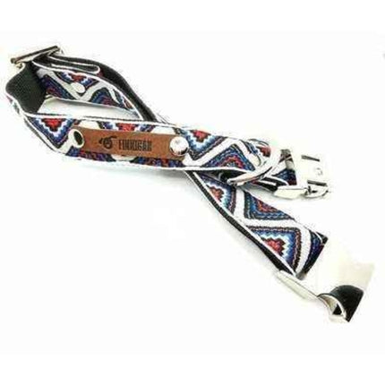 Finnigan Designer Dog Collar – ZigZag Personalised Charm Cotton Pet Collar