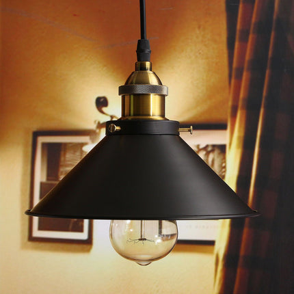 Matt Black Bedroom Light Shade with Gold Lamp Holder