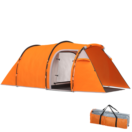 Outsunny 3-Man 2-Room Camping Tent with Living Area and Air Vents