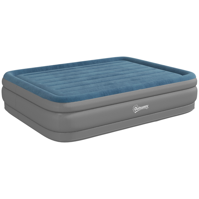Outsunny Queen Inflatable Mattress with Electric Pump – 203 x 152 x 46 cm