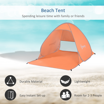 Pop-Up Beach Tent Sun Shelter – UV Protection & Instant Setup – Orange