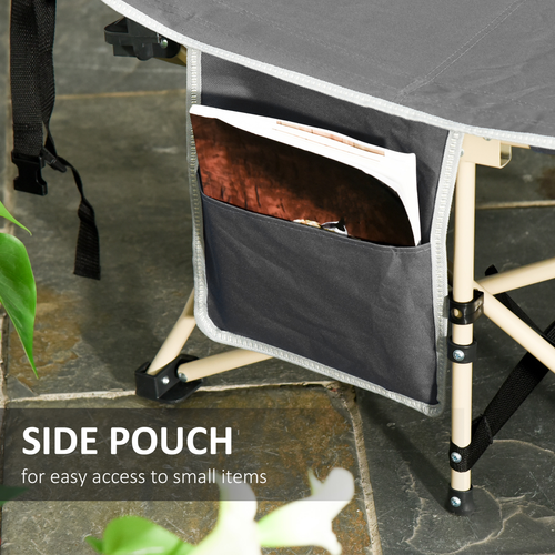 Outsunny Military-Style Portable Camping Cot – Single Sleeping Bed – Grey