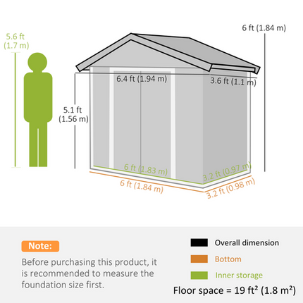 Green Metal Garden Shed 6.5 x 3.5FT – Outdoor Storage House for Tools and Equipment