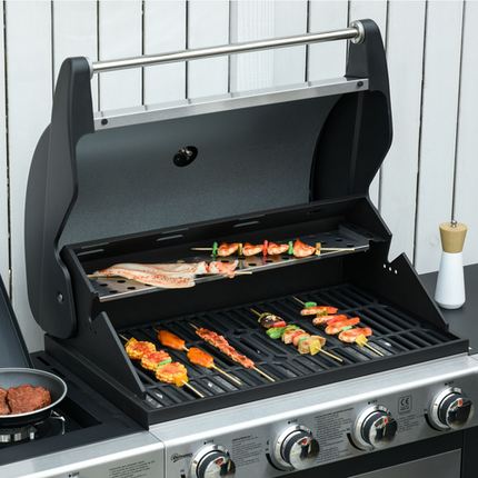 Outsunny 4+1 Burner Gas BBQ Trolley Grill - Stainless Steel 128x50x113cm