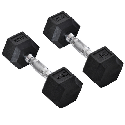 HOMCOM Hex Dumbbell Set 2x4kg – Strength Training Weights for Home Fitness
