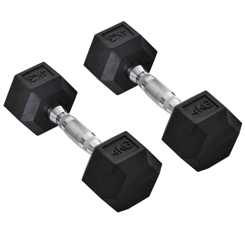 HOMCOM Hex Dumbbell Set 2x4kg – Strength Training Weights for Home Fitness